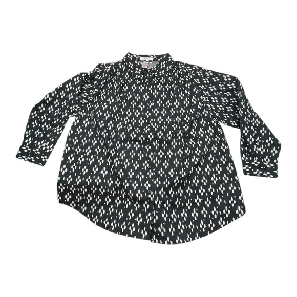 Roaman's Tops - Roman’s Blouse Size 1X Black White Long Sleeves button down with collar